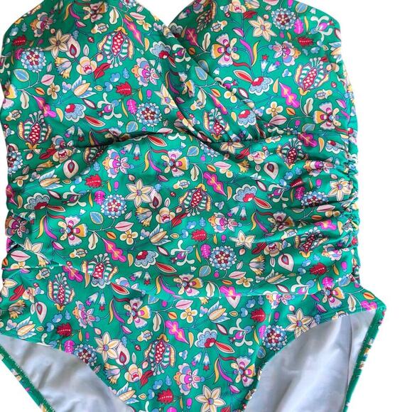 New BODEN Levanzo Halter Ruched One-Piece‎ Swimsuit in Sapling Floral Sz US16-18 - Picture 3 of 10
